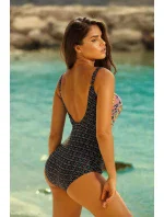 Dámske jednodielne plavky Palermo 9 S8030PA9- 3 čierne s farebnými listami - Self