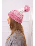 Dámska čiapka s brmbolcom Abigail K326 powder pink+ecru