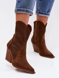 Dámské otevřené kotníkové boty na podpatku hnědé Rivorina