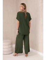 Súprava s náhrdelníkom blúzka + nohavice khaki Súprava s náhrdelníkom blúzka + nohavice khaki