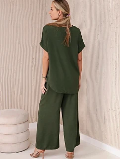 Súprava s náhrdelníkom blúzka + nohavice khaki