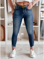 Dámske úzke džínsy s opaskom SKINNYJUP modré FashionStreet UY2223
