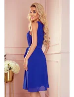 ALIZEE - Dámske šifónové šaty v nevädzovej farbe so zaväzovaním 350-9