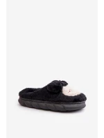 Ciepłe Futrzane Kapcie Damskie Czarne Jozelinetta