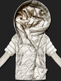 Dámska ľahká bunda s pletenými rukávmi Minority ecru (M2-6701-12)