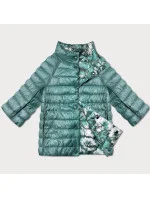 Dámska obojstranná bunda s 3/4 rukávmi v tmavom mätovo-kvetinovom odtieni Minority (M23-7009-253) Dámska obojstranná bunda s 3/4 rukávmi v tmavom mätovo-kvetinovom odtieni Minority (M23-7009-253)