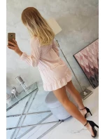 Šaty s ozdobnými volánikmi púdrovo ružové