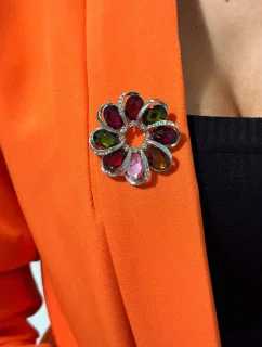 Brošňa XZ459-222 strieborná + viacfarebná