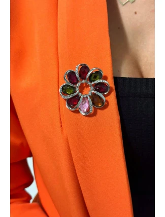 Brošňa XZ459-222 strieborná + viacfarebná Brošňa XZ459-222 strieborná + viacfarebná