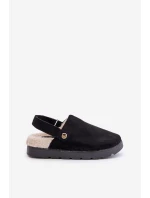 Kapcie Damskie Na Platformie Ocieplane Futerkiem Typu Baranek Czarne Sanilora