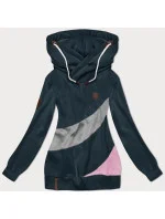 Hrubšia dámska mikina s pruhmi v morskej šedej farbe (2302)