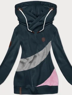 Hrubšia dámska mikina s pruhmi v morskej šedej farbe (2302)