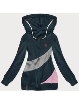 Hrubšia dámska mikina s pruhmi v morskej šedej farbe (2302)