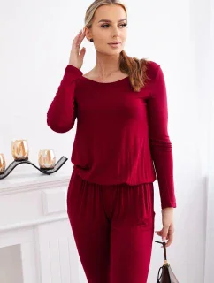 Kombinéza z viskózy v páse Burgundy