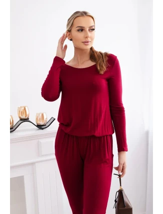 Kombinéza z viskózy v páse Burgundy Kombinéza z viskózy v páse Burgundy