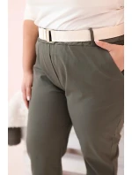 Dámske zimné nohavice Punto Milano Plus Size s opaskom Khaki