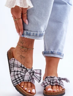 Damskie Klapki Z Kokardą Na Platformie Szare Vero