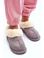 Papcie Damskie Z Futerkiem Szare Lanoze
