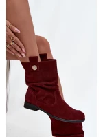 Dámske semišové kožené čižmy s remienkom Zazoo 4210 burgundy Dámske semišové kožené čižmy s remienkom Zazoo 4210 burgundy