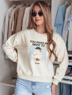 Dámska nadrozmerná mikina s potlačou GOOSHY ecru FashionStreet BY1427
