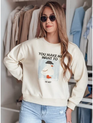 Dámska nadrozmerná mikina s potlačou GOOSHY ecru FashionStreet BY1427 Dámska nadrozmerná mikina s potlačou GOOSHY ecru FashionStreet BY1427