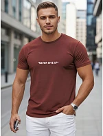 Pánske bavlnené voľnočasové tričko s potlačou bordová FashionStreet NX5107R Pánske bavlnené voľnočasové tričko s potlačou bordová FashionStreet NX5107R