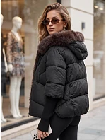 Dámska zimná prešívaná bunda s kožušinou, čierna, FashionStreet TY5990 Dámska zimná prešívaná bunda s kožušinou, čierna, FashionStreet TY5990