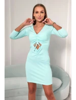 Rebrované šaty s viazaným výstrihom mint Rebrované šaty s viazaným výstrihom mint