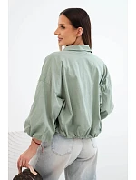Dámska bavlnená bunda typu bomber na zips v khaki farbe Dámska bavlnená bunda typu bomber na zips v khaki farbe