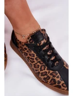 Skórzane Buty Sportowe Damskie W Panterkę Laura Messi 2935 Brązowe