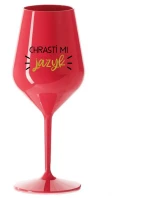 CHRASTÍ MI JAZYK - červený nerozbitný pohár na víno 470 ml CHRASTÍ MI JAZYK - červený nerozbitný pohár na víno 470 ml