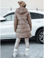Dámska obojstranná bunda PURRBREEZ dlhá prešívaná bunda s kapucňou camel FashionStreet TY4660
