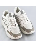 Biele dámske športové topánky na platforme (C1090)