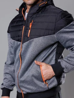 Pánska športová bunda v čiernej a oranžovej farbe (8M901-392)