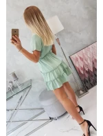 Šaty s obálkovým výstrihom tmavo mätovej farby