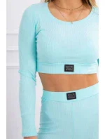 Komplet z bluzką top prążkowany miętowy