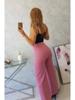 Široké nohavice tmavo ružové