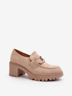 Zamszowe Półbuty Na Masywnym Obcasie Beżowe Finley