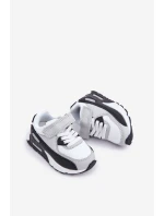 Dziecięce Skórzane Buty Sportowe Na Platformie Biało-Czarne Lori