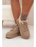 Dámska zateplená športová obuv na platforme SS274105 Beige - Big Star Dámska zateplená športová obuv na platforme SS274105 Beige - Big Star