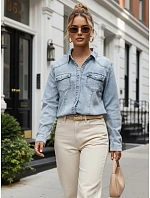 Dámska džínsová košeľa na gombíky, svetlo modrá, FashionStreet DY0489 Dámska džínsová košeľa na gombíky, svetlo modrá, FashionStreet DY0489