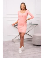 Marhuľové šaty s výstrihom na gombíky