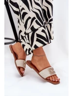 Eleganckie Klapki Damskie Z Ozdobą Na Płaskim Obcasie Camel Lovehia