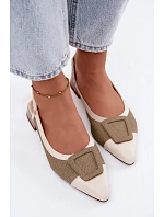 Kožené sandále na podpätku s ozdobnou prackou Maciejka K7466-12 Beige