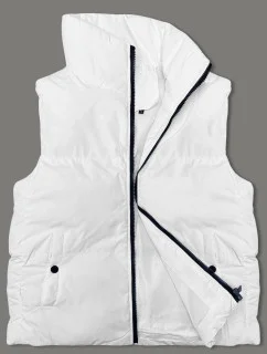 Biela páperová dámska vesta so stojačikom (5M3150-281)