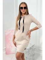 Šaty s viazaným výstrihom béžové