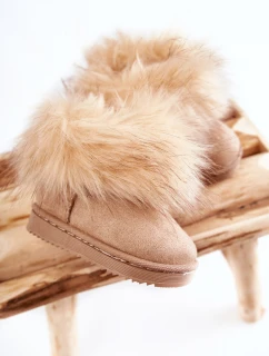 Dziecięce Botki Śniegowce Z Futerkiem Beżowe Ariana