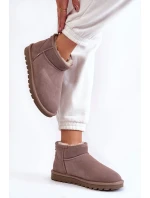 Damskie Zamszowe Niskie Śniegowce Szare Shelie