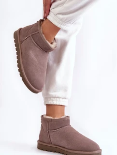 Damskie Zamszowe Niskie Śniegowce Szare Shelie