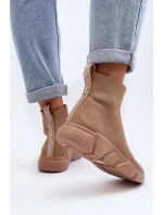 Damskie Buty Sportowe Ze Skarpetą Beżowe Zirila